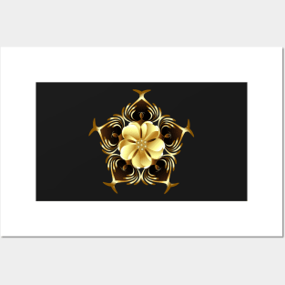 Unique Brown And Gold Flower Posters and Art